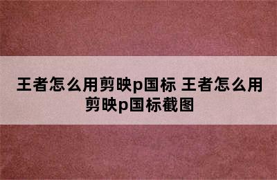 王者怎么用剪映p国标 王者怎么用剪映p国标截图